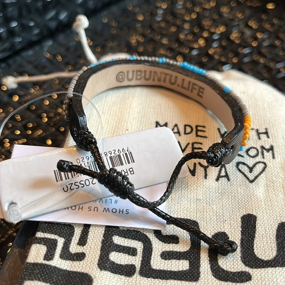 🩶🩵 NWT LOVE Bracelet • Gray/Turquoise UBUNTU Life Handwoven/Beaded • Adjustable - Picture 9 of 10